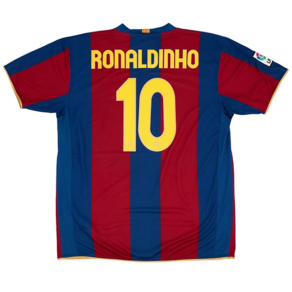 Ronaldinho #10 Retro Barcelona Home Jersey 50-Years Anniversary 2007/08