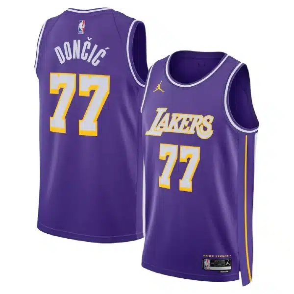Unisex Los Angeles Lakers Luka Dončić #77 Purple Swingman Jersey – Statement Edition