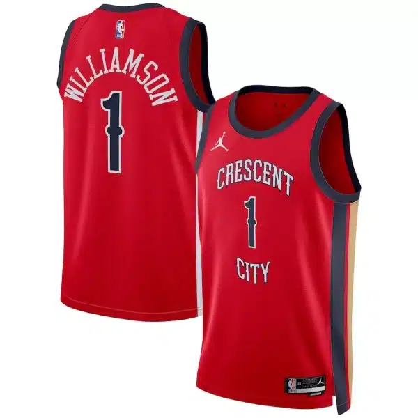 Unisex New Orleans Pelicans Zion Williamson #1 Red Swingman Jersey – Statement Edition
