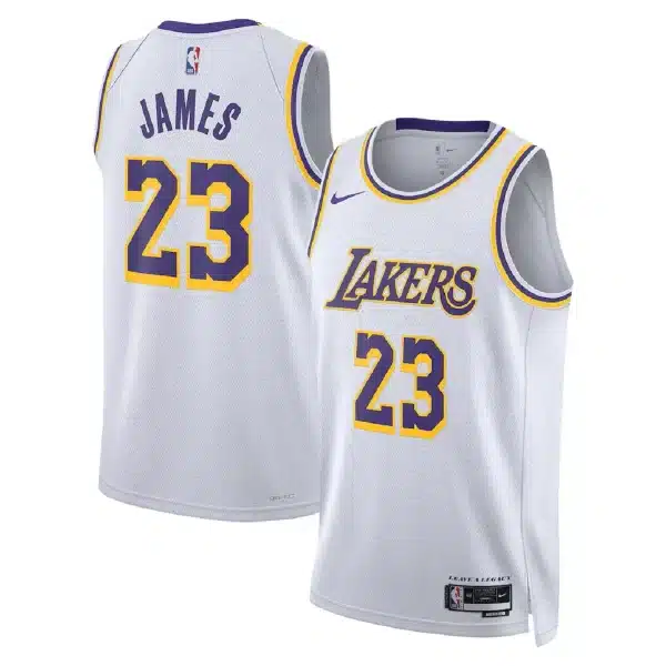 Unisex Los Angeles Lakers LeBron James #23 White Swingman Jersey – Association Edition