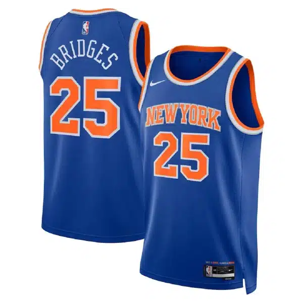 Unisex New York Knicks Mikal Bridges #25 Blue Swingman Jersey – Icon Edition