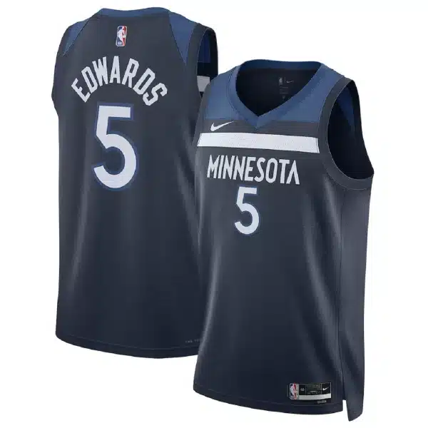 Unisex Minnesota Timberwolves Anthony Edwards #5 Navy Swingman Jersey – Icon Edition