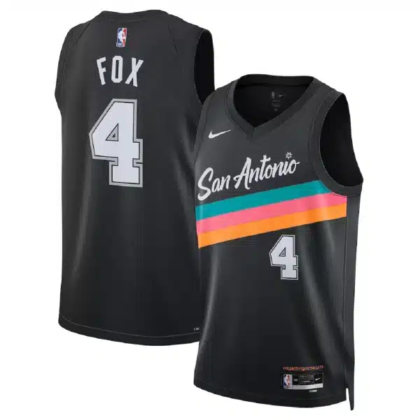 Unisex San Antonio Spurs De’Aaron Fox #4 Black Swingman Jersey 2025/26 – City Edition