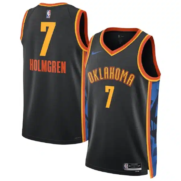 Unisex Oklahoma City Thunder Chet Holmgren #7 Black Swingman Jersey – City Edition