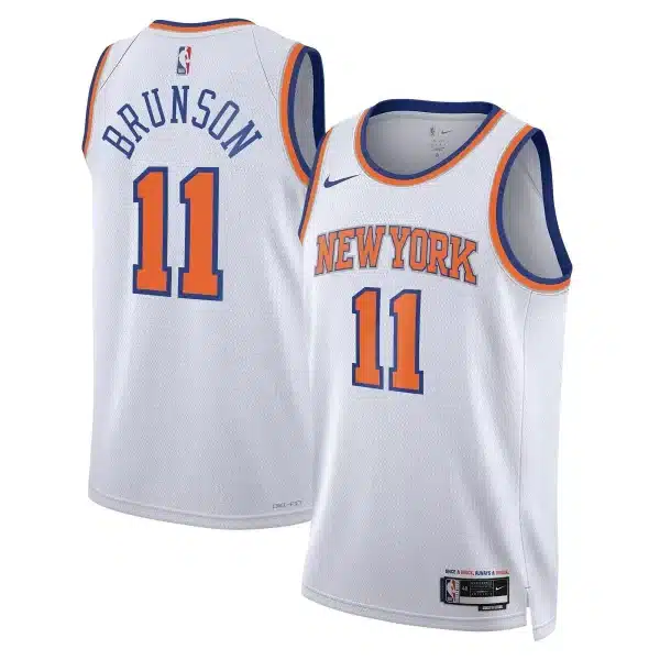 Unisex New York Knicks Jalen Brunson #11 White Swingman Jersey – Association Edition