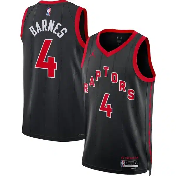 Unisex Toronto Raptors Scottie Barnes #4 Black Swingman Jersey – Statement Edition