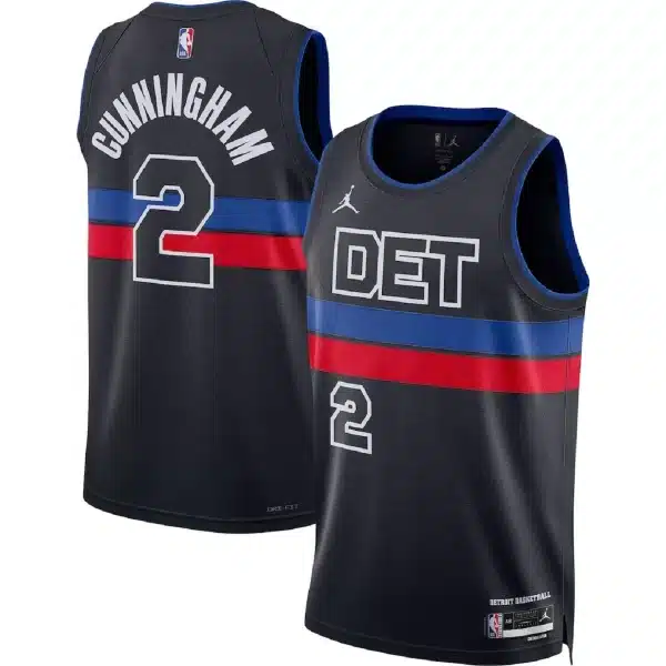 Unisex Detroit Pistons Cade Cunningham #2 Black Swingman Jersey – Statement Edition