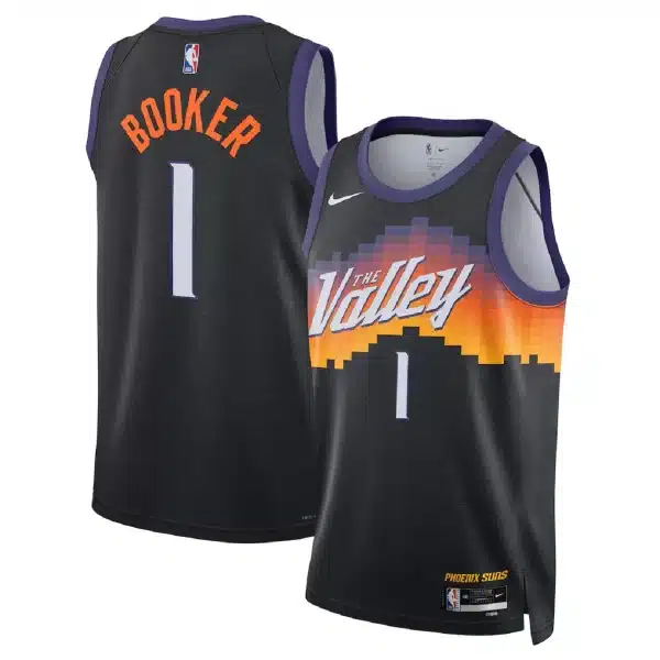 Unisex Phoenix Suns Devin Booker #1 Black Swingman Jersey 2025/26 – City Edition