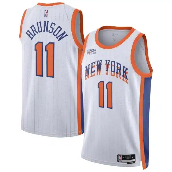Unisex New York Knicks Jalen Brunson #11 White Swingman Jersey – City Edition