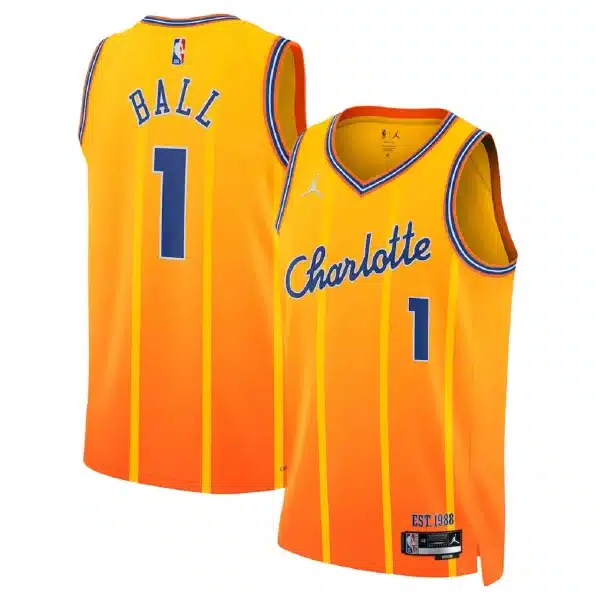 Unisex Charlotte Hornets LaMelo Ball #1 Orange Swingman Jersey 2025/26 – City Edition