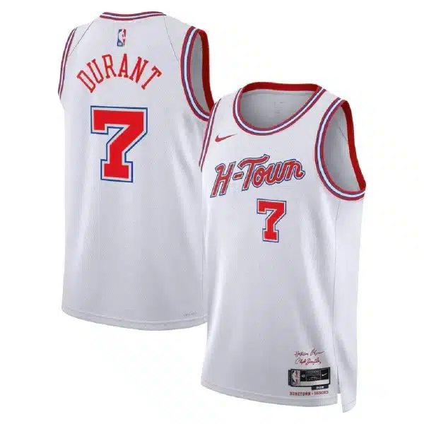 Unisex Houston Rockets Kevin Durant #7 White Swingman Jersey 2025/26 – City Edition