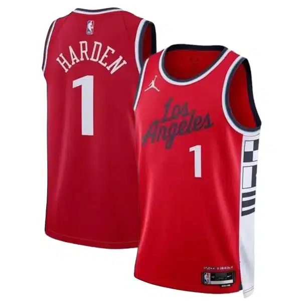 Unisex Los Angeles Clippers James Harden #1 Red Swingman Jersey – Statement Edition