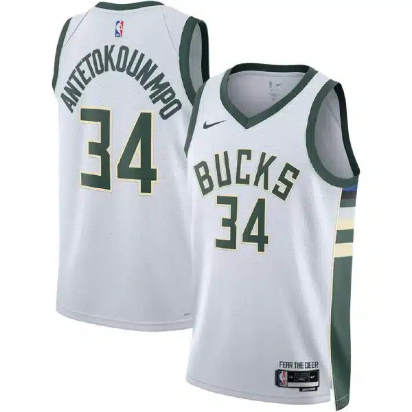 Unisex Milwaukee Bucks Giannis Antetokounmpo #34 White Swingman Jersey – Association Edition