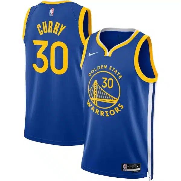 Unisex Golden State Warriors Stephen Curry #30 Royal Swingman Jersey – Icon Edition