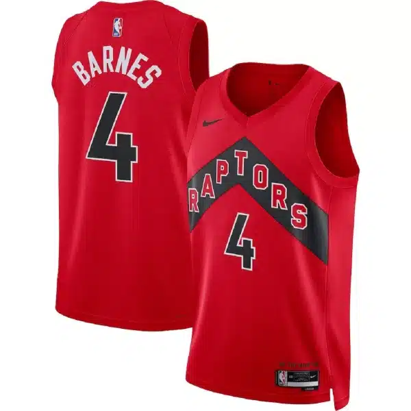 Unisex Toronto Raptors Scottie Barnes #4 Red Swingman Jersey – Statement Edition