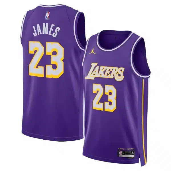 Unisex Los Angeles Lakers LeBron James #23 Purple Swingman Jersey – Statement Edition