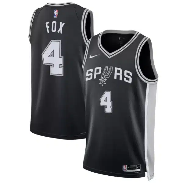 Unisex San Antonio Spurs De’Aaron Fox #4 Black Swingman Jersey – Icon Edition