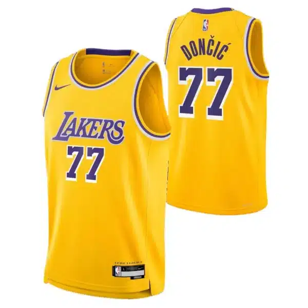 Unisex Los Angeles Lakers Luka Dončić #77 Nike Gold Swingman Jersey – Icon Edition