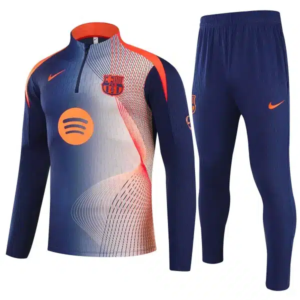 Kids Barcelona 1/4 Zipper Sweat Kit(Top+Pants) Navy&Orange 2025/26