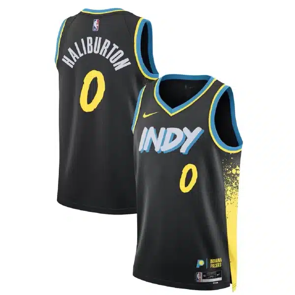 Unisex Indiana Pacers Tyrese Haliburton #0 Black Swingman Jersey – City Edition