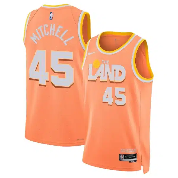 Unisex Cleveland Cavaliers Donovan Mitchell #45 Orange Swingman Jersey 2025/26 – City Edition