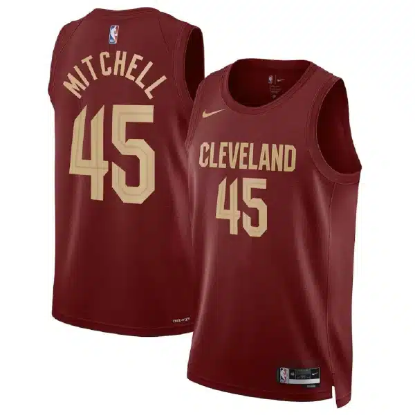 Unisex Cleveland Cavaliers Donovan Mitchell #45 Wine Swingman Jersey – Icon Edition