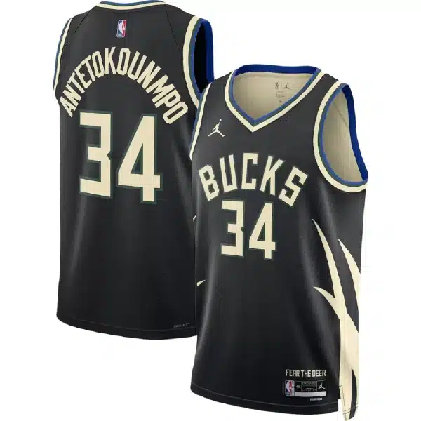 Unisex Milwaukee Bucks Giannis Antetokounmpo #34 Black Swingman Jersey – Statement Edition