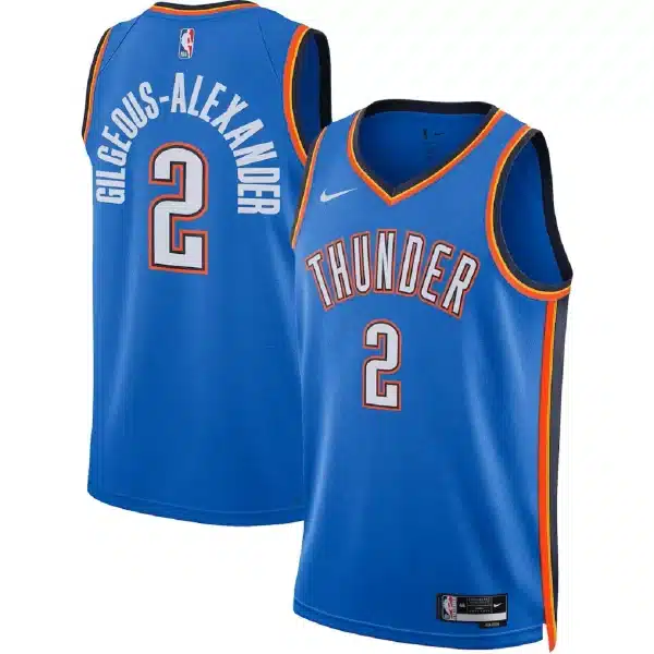 Unisex Oklahoma City Thunder Shai Gilgeous-Alexander #2 Blue Swingman Jersey – Icon Edition