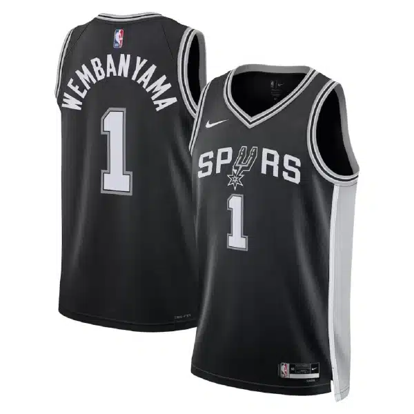 Unisex San Antonio Spurs Victor Wembanyama #1 Black Swingman Jersey – Icon Edition