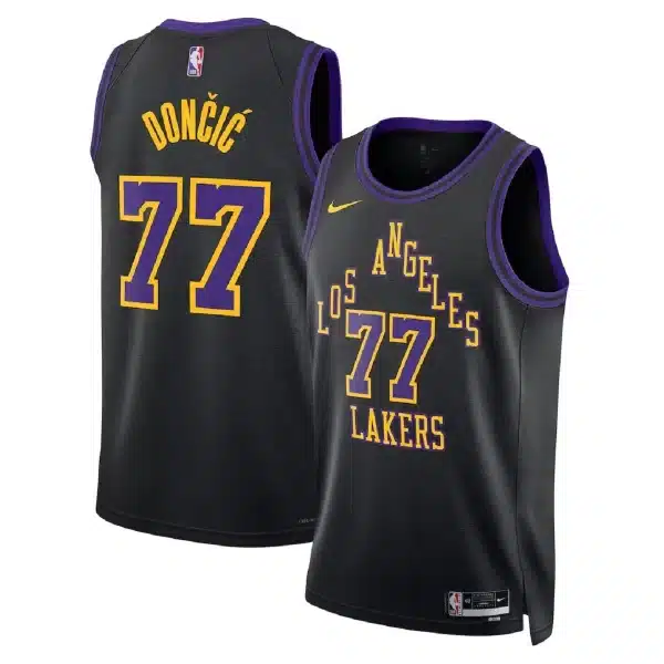 Unisex Los Angeles Lakers Luka Dončić #77 Black Swingman Jersey 2025/26 – City Edition