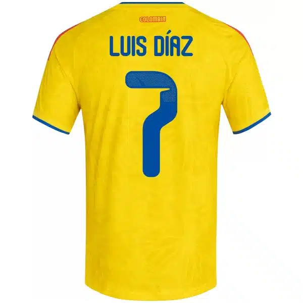 Luis Díaz #7 Colombia Home Match Jersey Player Version World Cup 2026