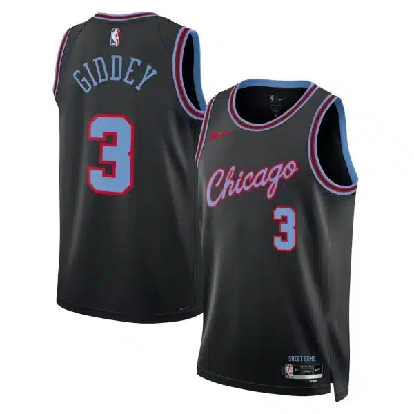 Unisex Chicago Bulls Josh Giddey #3 Black 2025/26 Swingman Jersey – City Edition