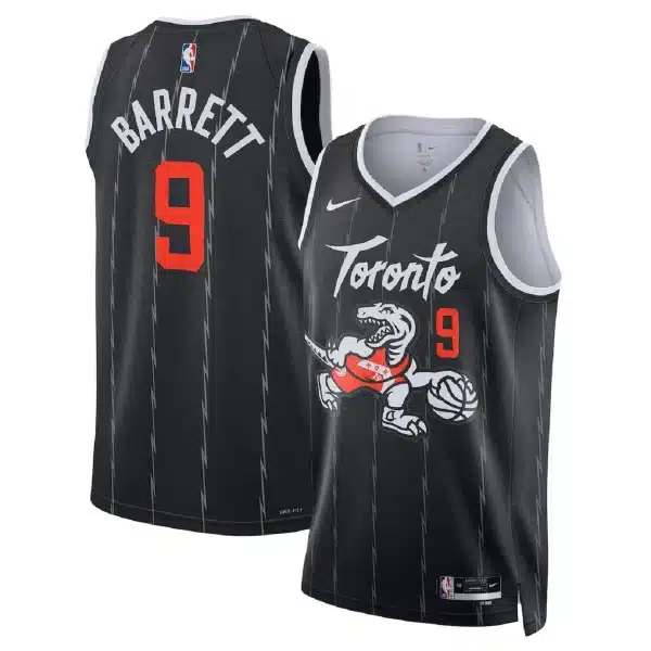 Unisex Toronto Raptors RJ Barrett #9 Black 2025/26 Swingman Jersey – City Edition