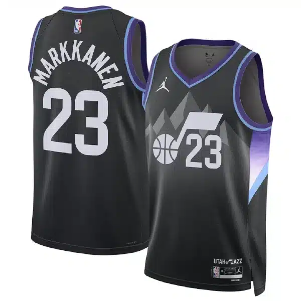 Unisex Utah Jazz Lauri Markkanen #23 Black Swingman Jersey – Statement Edition