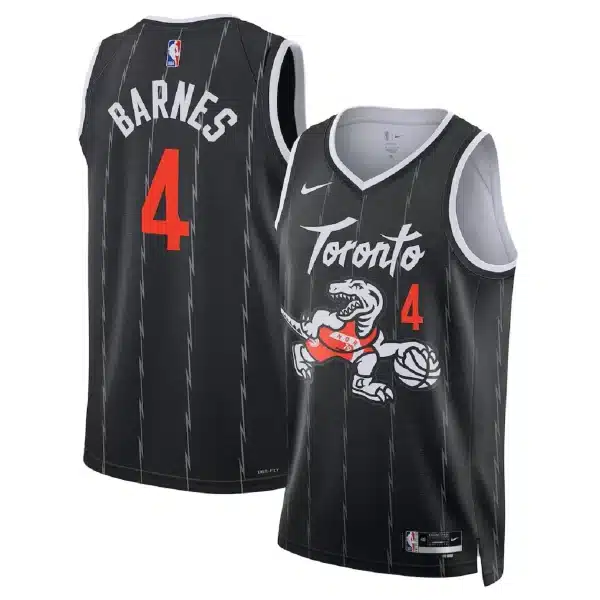 Unisex Toronto Raptors Scottie Barnes #4 Nike Black 2025/26 Swingman Jersey – City Edition