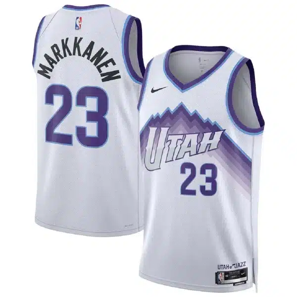 Unisex Utah Jazz Lauri Markkanen #23 White Swingman Jersey – Association Edition